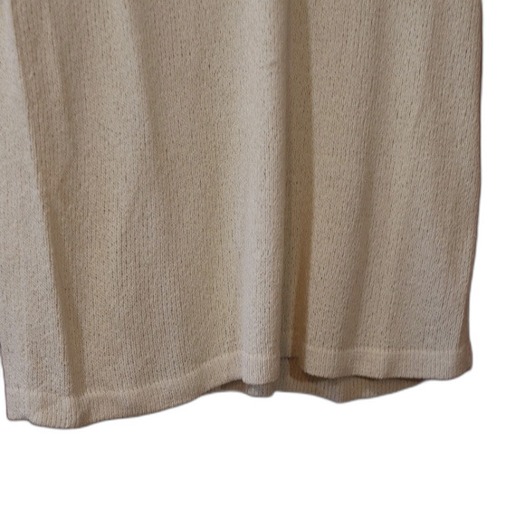 Su-Zen Vintage Cream Knit Long Line Short Sleeve Top Large Boutique Collectible - Picture 5 of 6